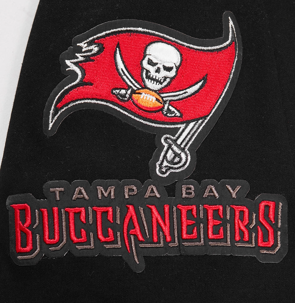 NFL TAMPA BAY BUCCANEERS CLASSIC CHENILLE MEN'S DOUBLE KNIT PULLOVER HOODIE (BLACK)