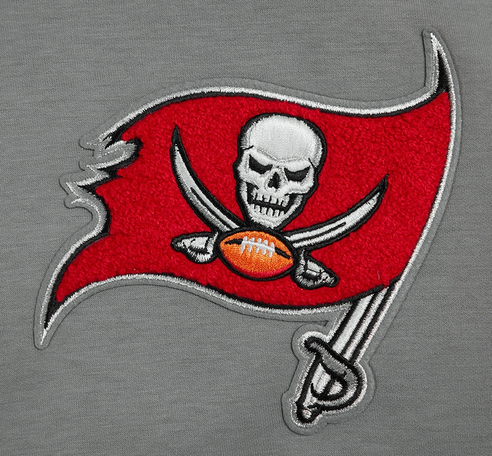 NFL TAMPA BAY BUCCANEERS CLASSIC CHENILLE MEN'S DOUBLE KNIT PULLOVER HOODIE (GRAY)
