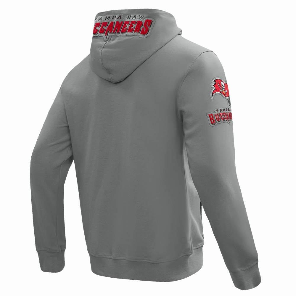 NFL TAMPA BAY BUCCANEERS CLASSIC CHENILLE MEN'S DOUBLE KNIT PULLOVER HOODIE (GRAY)