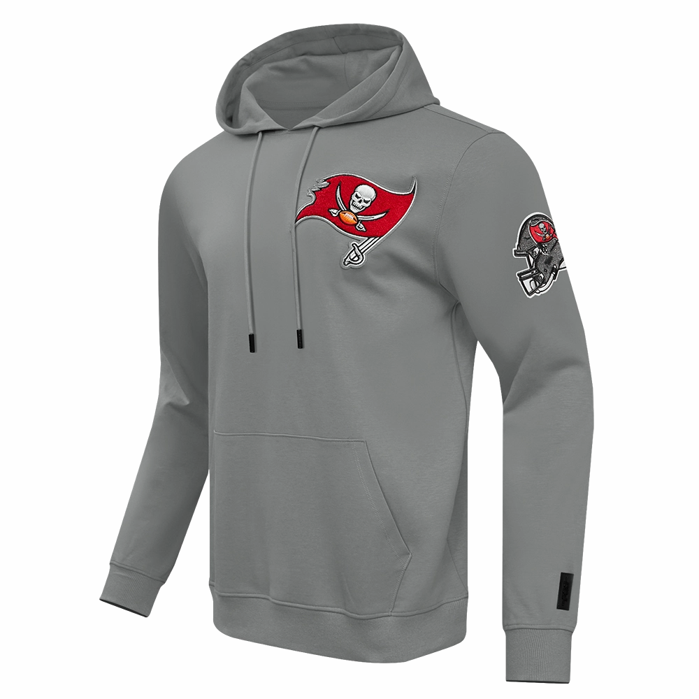 NFL TAMPA BAY BUCCANEERS CLASSIC CHENILLE MEN'S DOUBLE KNIT PULLOVER HOODIE (GRAY)