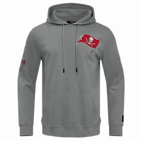 NFL TAMPA BAY BUCCANEERS CLASSIC CHENILLE MEN'S DOUBLE KNIT PULLOVER HOODIE (GRAY)