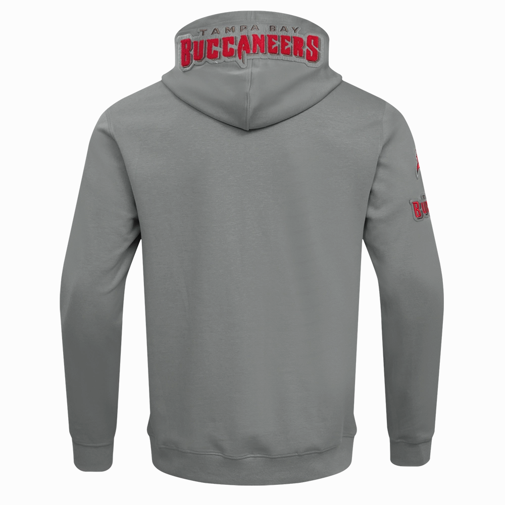 NFL TAMPA BAY BUCCANEERS CLASSIC CHENILLE MEN'S DOUBLE KNIT PULLOVER HOODIE (GRAY)