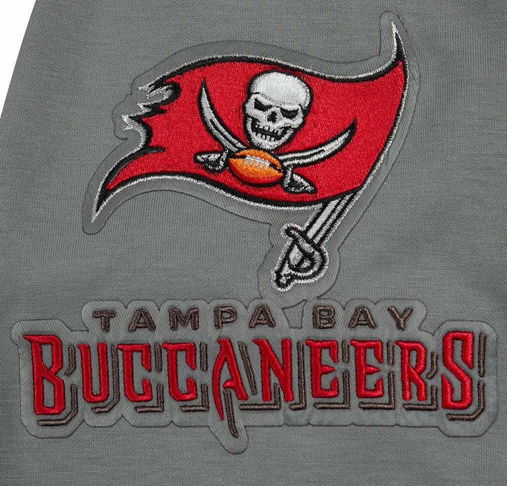 NFL TAMPA BAY BUCCANEERS CLASSIC CHENILLE MEN'S DOUBLE KNIT PULLOVER HOODIE (GRAY)