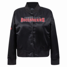 NFL TAMPA BAY BUCCANEERS CLASSIC WOMEN'S SATIN JACKET (BLACK)