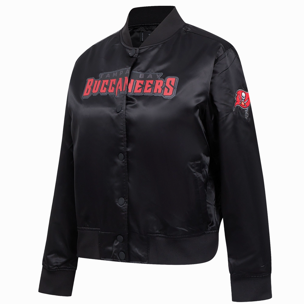 NFL TAMPA BAY BUCCANEERS CLASSIC WOMEN'S SATIN JACKET (BLACK)