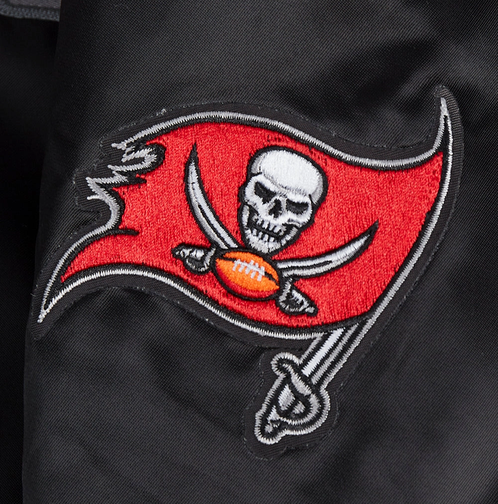 NFL TAMPA BAY BUCCANEERS CLASSIC WOMEN'S SATIN JACKET (BLACK)