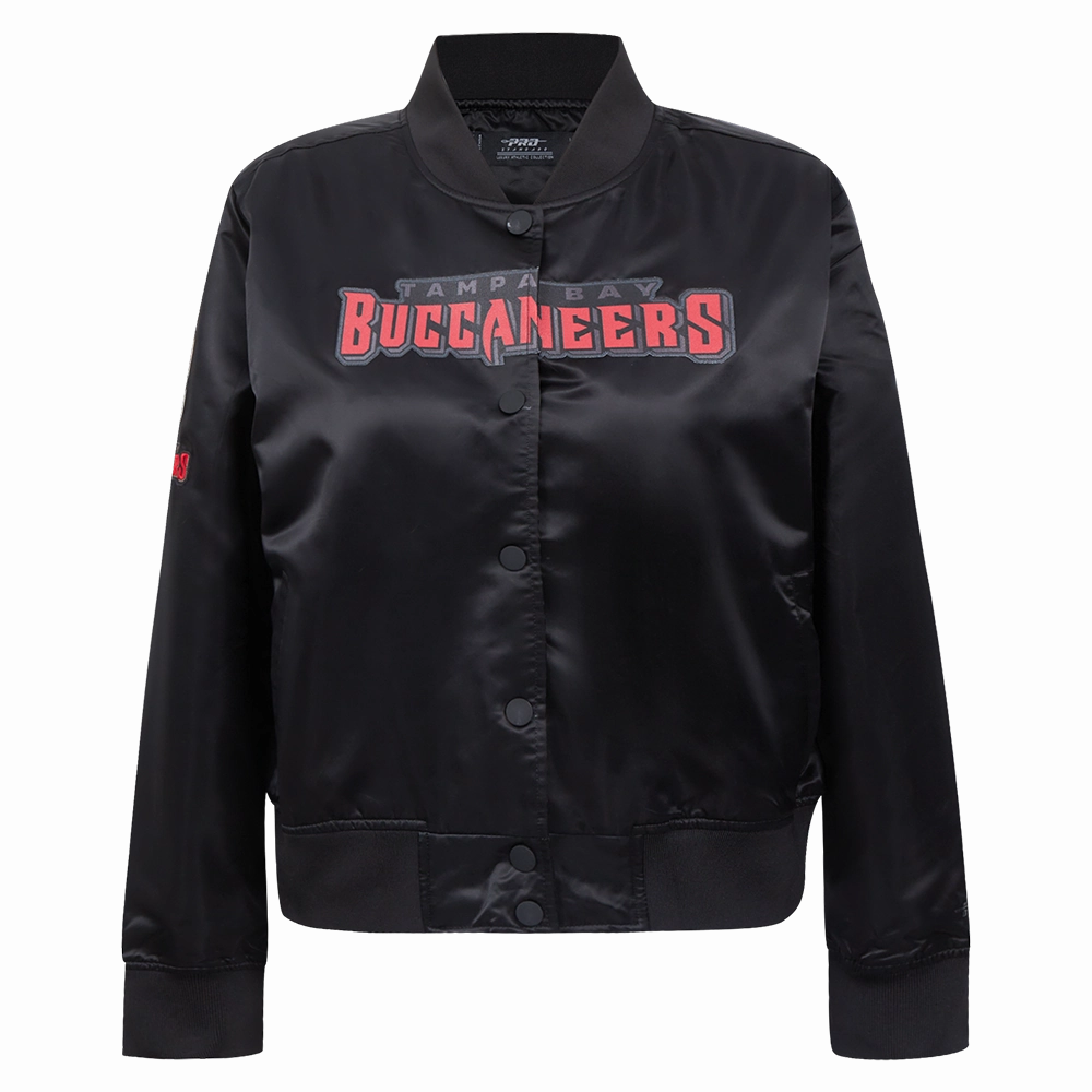 NFL TAMPA BAY BUCCANEERS CLASSIC WOMEN'S SATIN JACKET (BLACK)