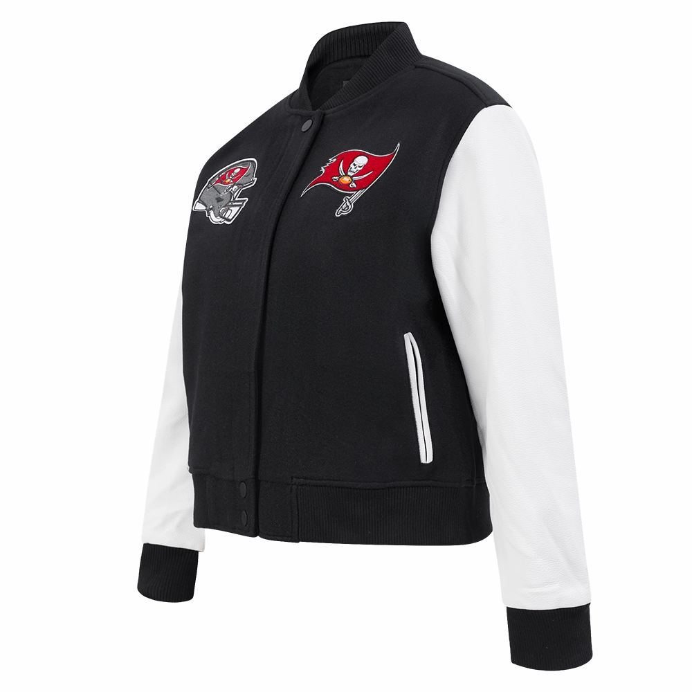 NFL TAMPA BAY BUCCANEERS CLASSIC WOMEN'S WOOL VARSITY JACKET (BLACK/WHITE)