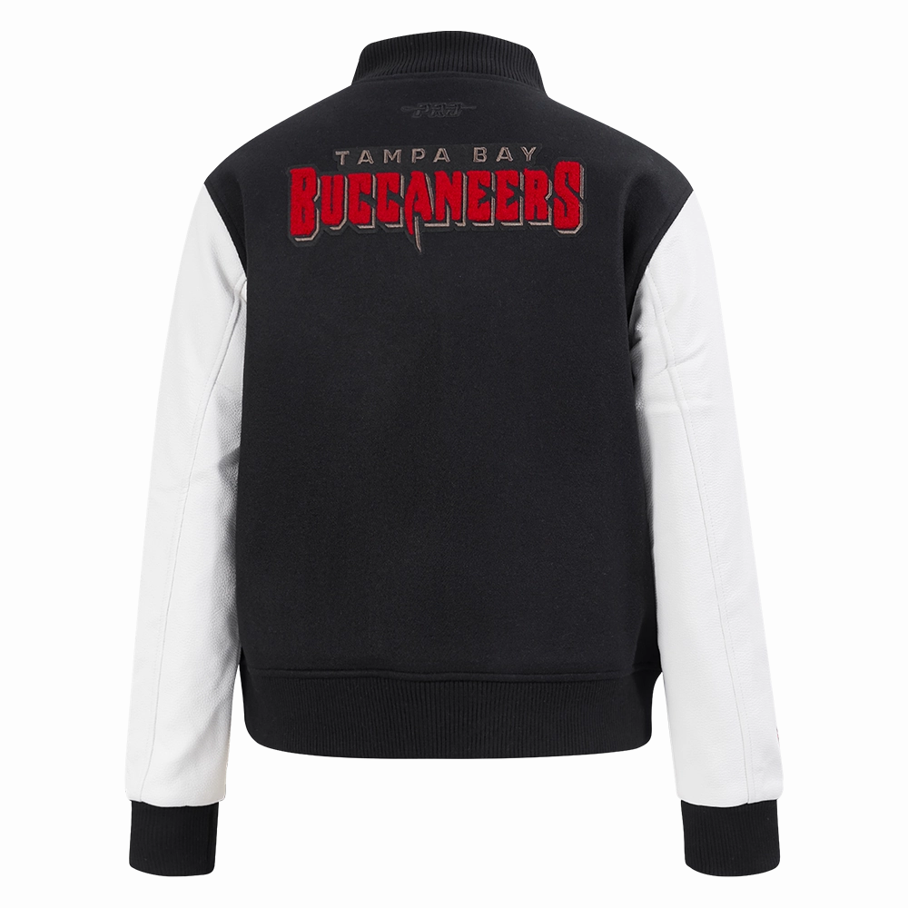 NFL TAMPA BAY BUCCANEERS CLASSIC WOMEN'S WOOL VARSITY JACKET (BLACK/WHITE)