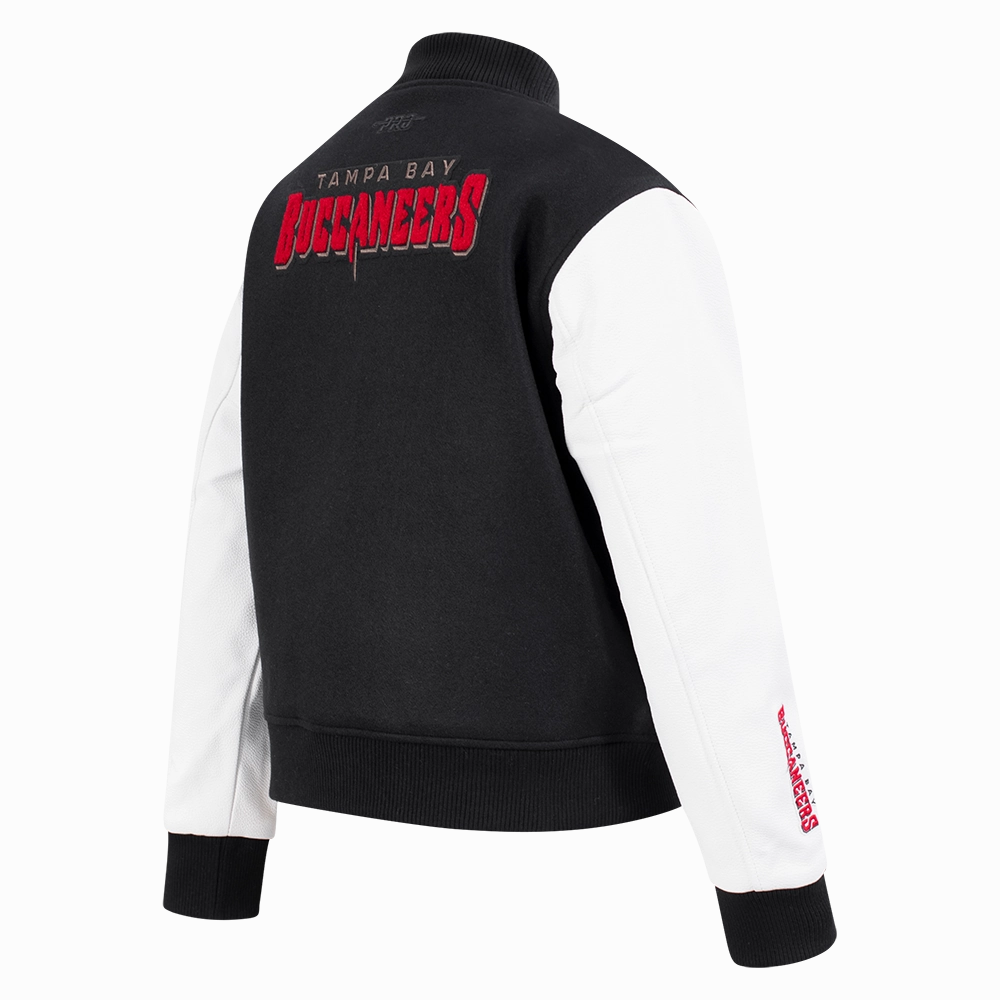 NFL TAMPA BAY BUCCANEERS CLASSIC WOMEN'S WOOL VARSITY JACKET (BLACK/WHITE)