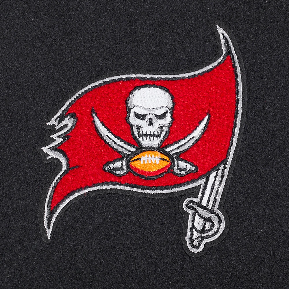 NFL TAMPA BAY BUCCANEERS CLASSIC WOMEN'S WOOL VARSITY JACKET (BLACK/WHITE)