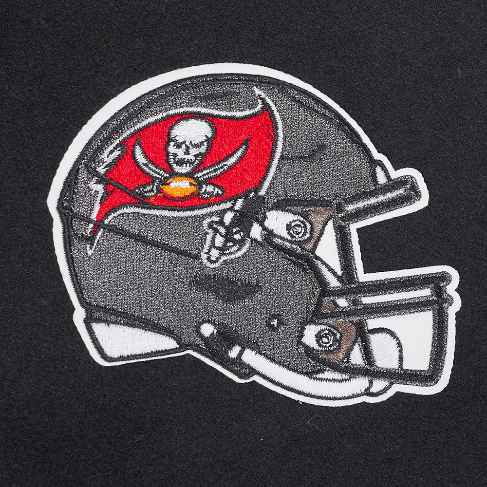 NFL TAMPA BAY BUCCANEERS CLASSIC WOMEN'S WOOL VARSITY JACKET (BLACK/WHITE)