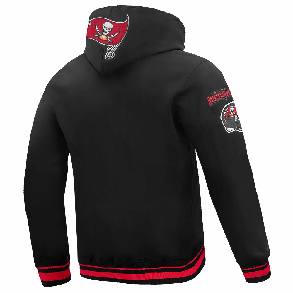 NFL TAMPA BAY BUCCANEERS MASHUP MEN'S RIB PULLOVER HOODIE (BLACK/RED/BLACK)
