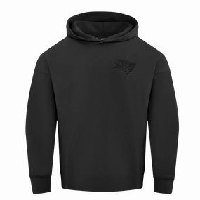 NFL TAMPA BAY BUCCANEERS NEUTRAL MEN'S DROP SHOULDER FLEECE PULLOVER HOODIE (BLACK)