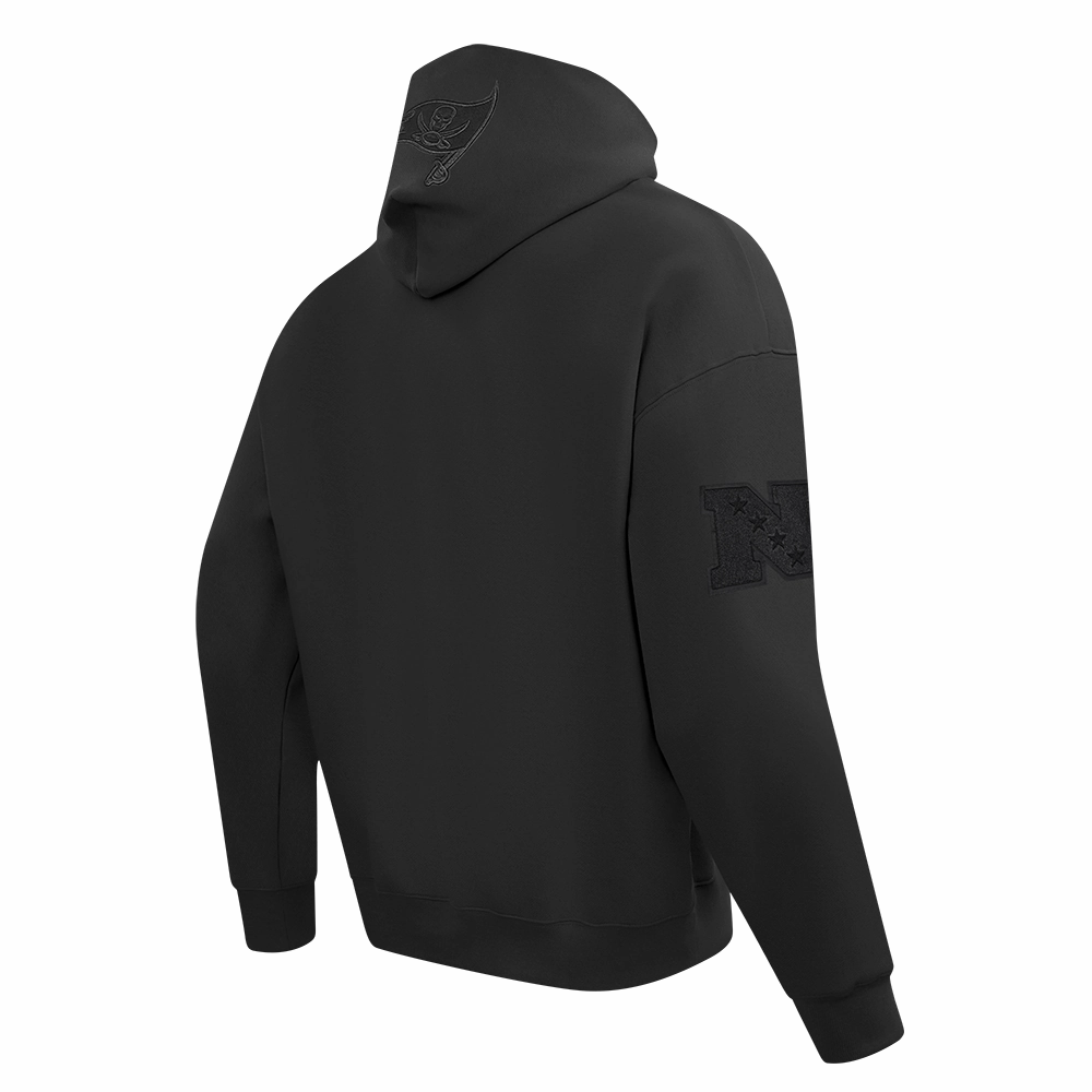 NFL TAMPA BAY BUCCANEERS NEUTRAL MEN'S DROP SHOULDER FLEECE PULLOVER HOODIE (BLACK)