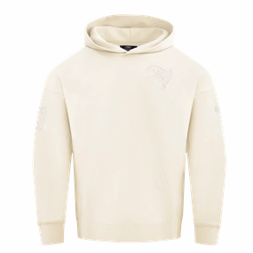 NFL TAMPA BAY BUCCANEERS NEUTRAL MEN'S DROP SHOULDER FLEECE PULLOVER HOODIE (EGGSHELL)