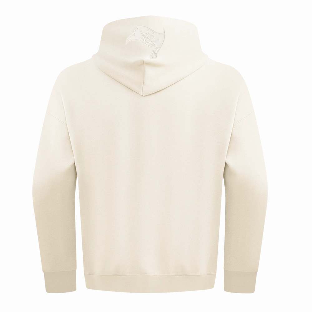 NFL TAMPA BAY BUCCANEERS NEUTRAL MEN'S DROP SHOULDER FLEECE PULLOVER HOODIE (EGGSHELL)