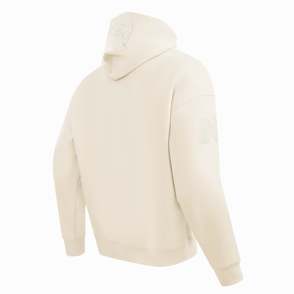 NFL TAMPA BAY BUCCANEERS NEUTRAL MEN'S DROP SHOULDER FLEECE PULLOVER HOODIE (EGGSHELL)