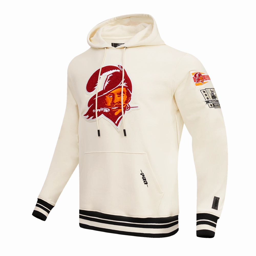 NFL TAMPA BAY BUCCANEERS RETRO CLASSIC MEN'S PULLOVER HOODIE (EGGSHELL/ BLACK)