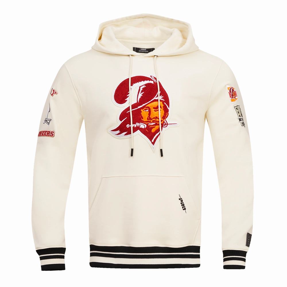 NFL TAMPA BAY BUCCANEERS RETRO CLASSIC MEN'S PULLOVER HOODIE (EGGSHELL/ BLACK)