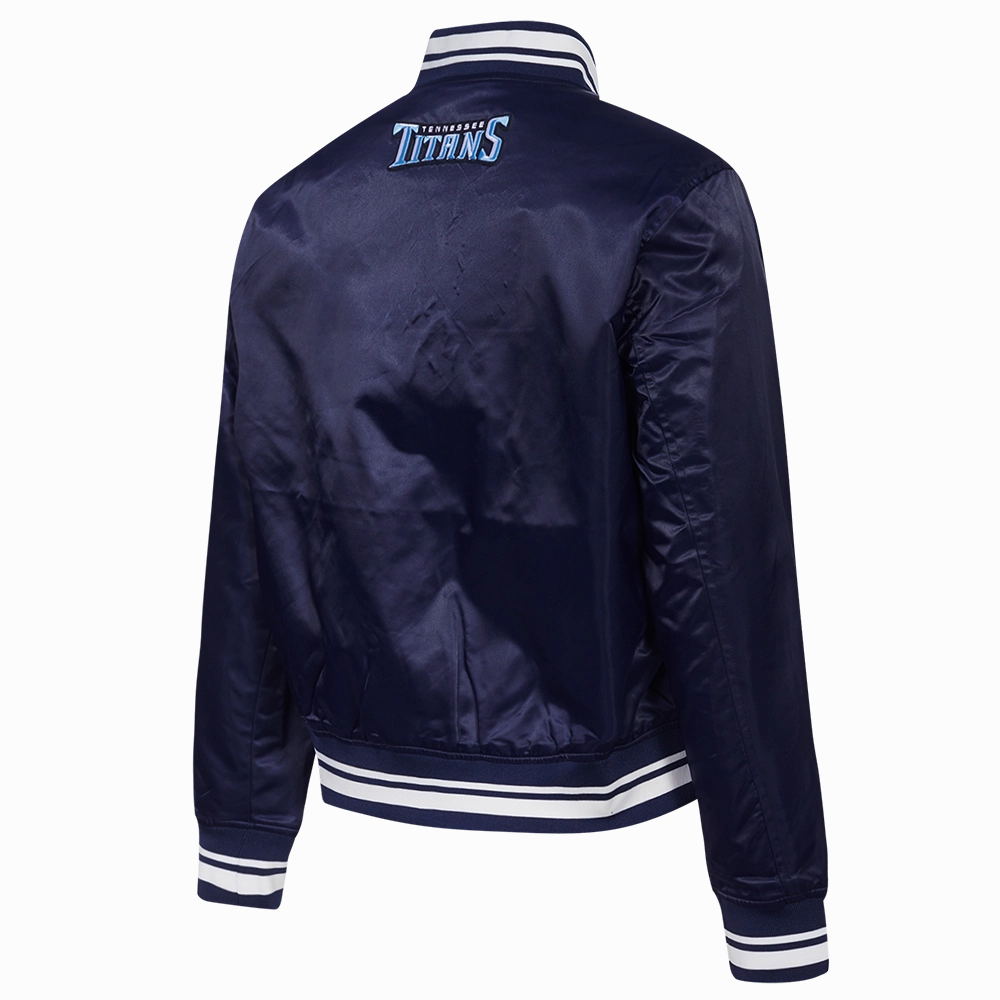 NFL TENNESSEE TITANS SCRIPT TAIL WOMEN'S SATIN JACKET (MIDNIGHT NAVY)