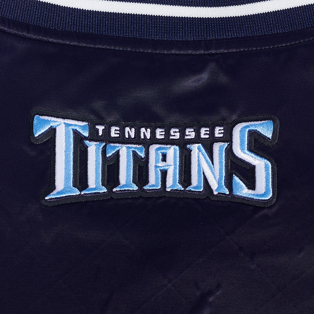 NFL TENNESSEE TITANS SCRIPT TAIL WOMEN'S SATIN JACKET (MIDNIGHT NAVY)