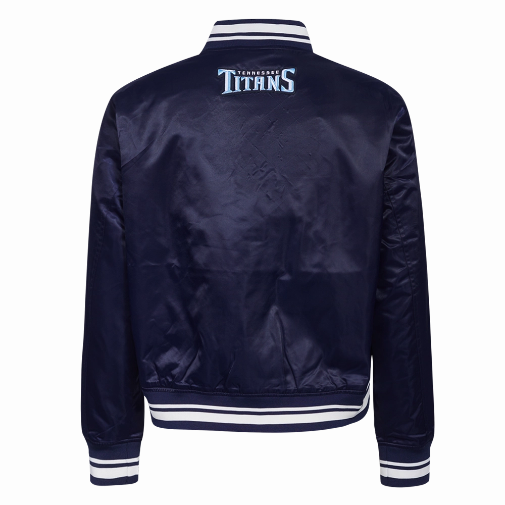 NFL TENNESSEE TITANS SCRIPT TAIL WOMEN'S SATIN JACKET (MIDNIGHT NAVY)