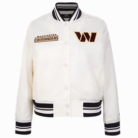 NFL WASHINGTON COMMANDERS RETRO CLASSIC WOMEN'S RIB SATIN JACKET (EGGSHELL/ BLACK)