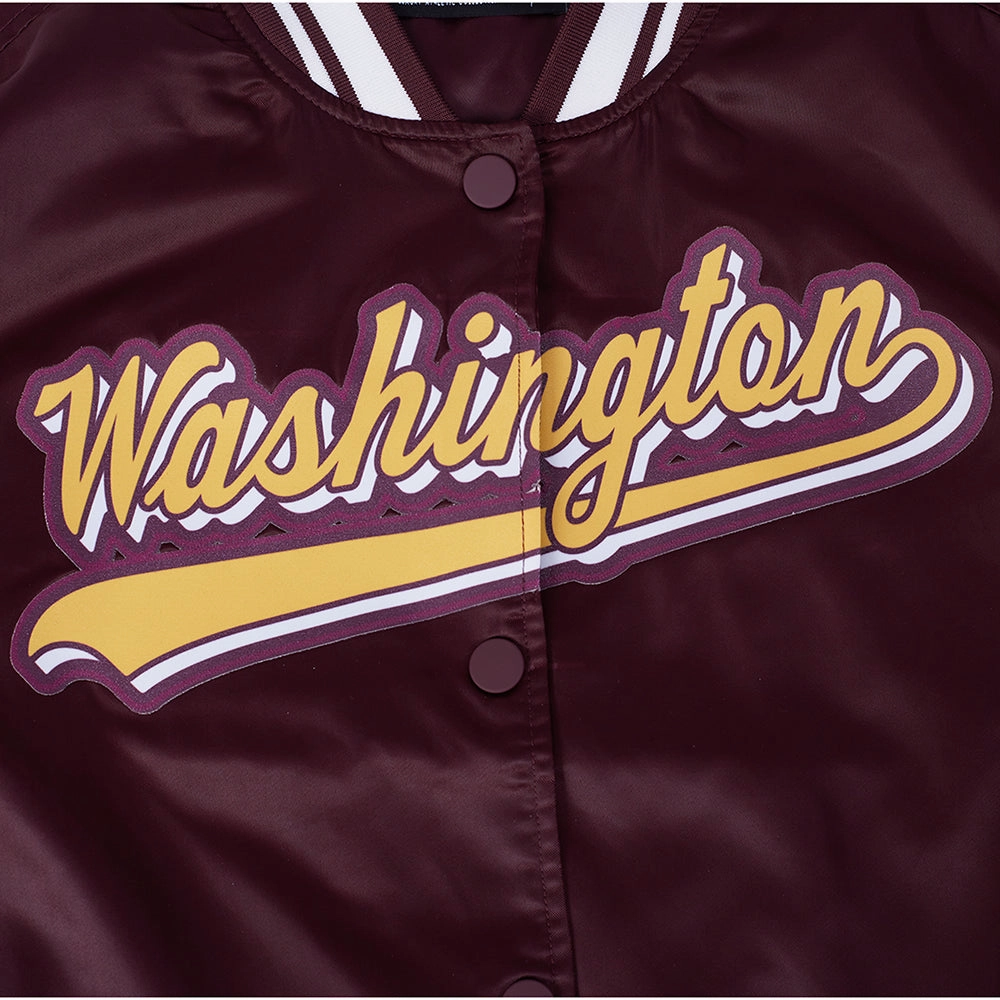 NFL WASHINGTON COMMANDERS SCRIPT TAIL WOMEN'S SATIN JACKET (WINE)