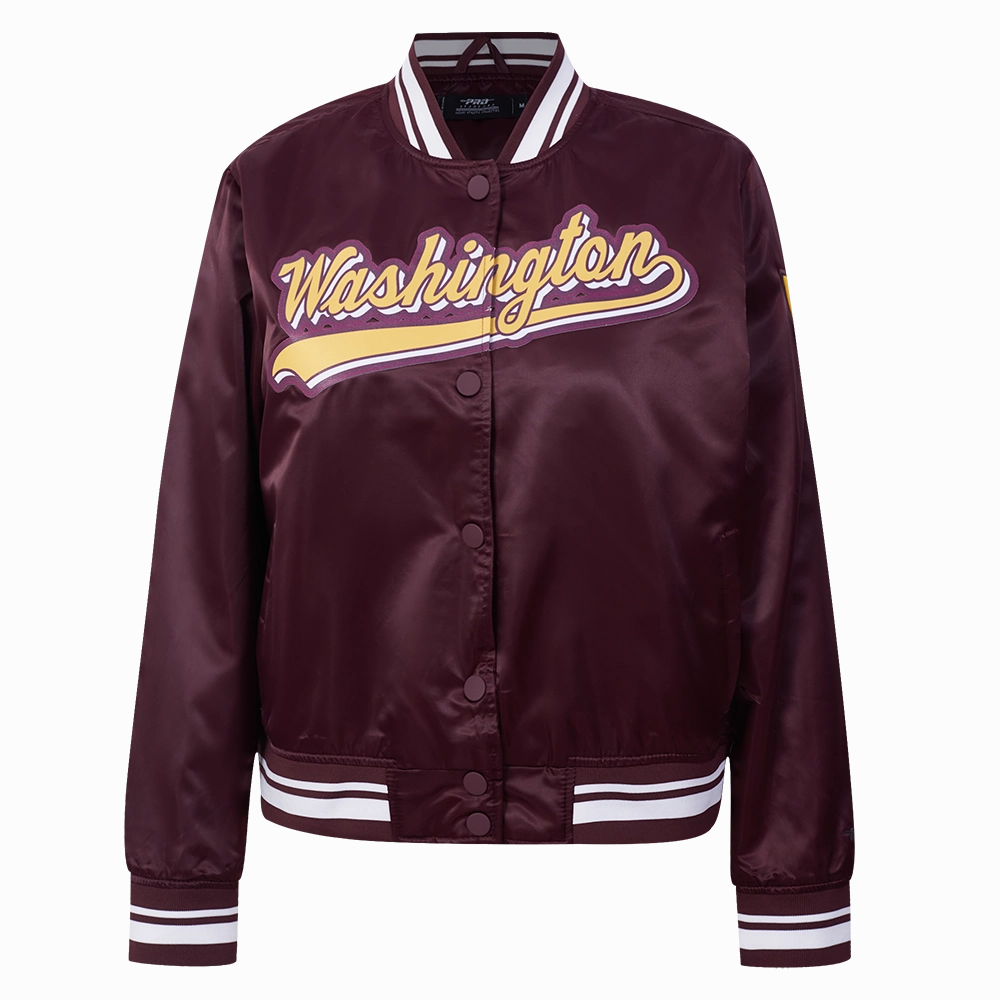NFL WASHINGTON COMMANDERS SCRIPT TAIL WOMEN'S SATIN JACKET (WINE)