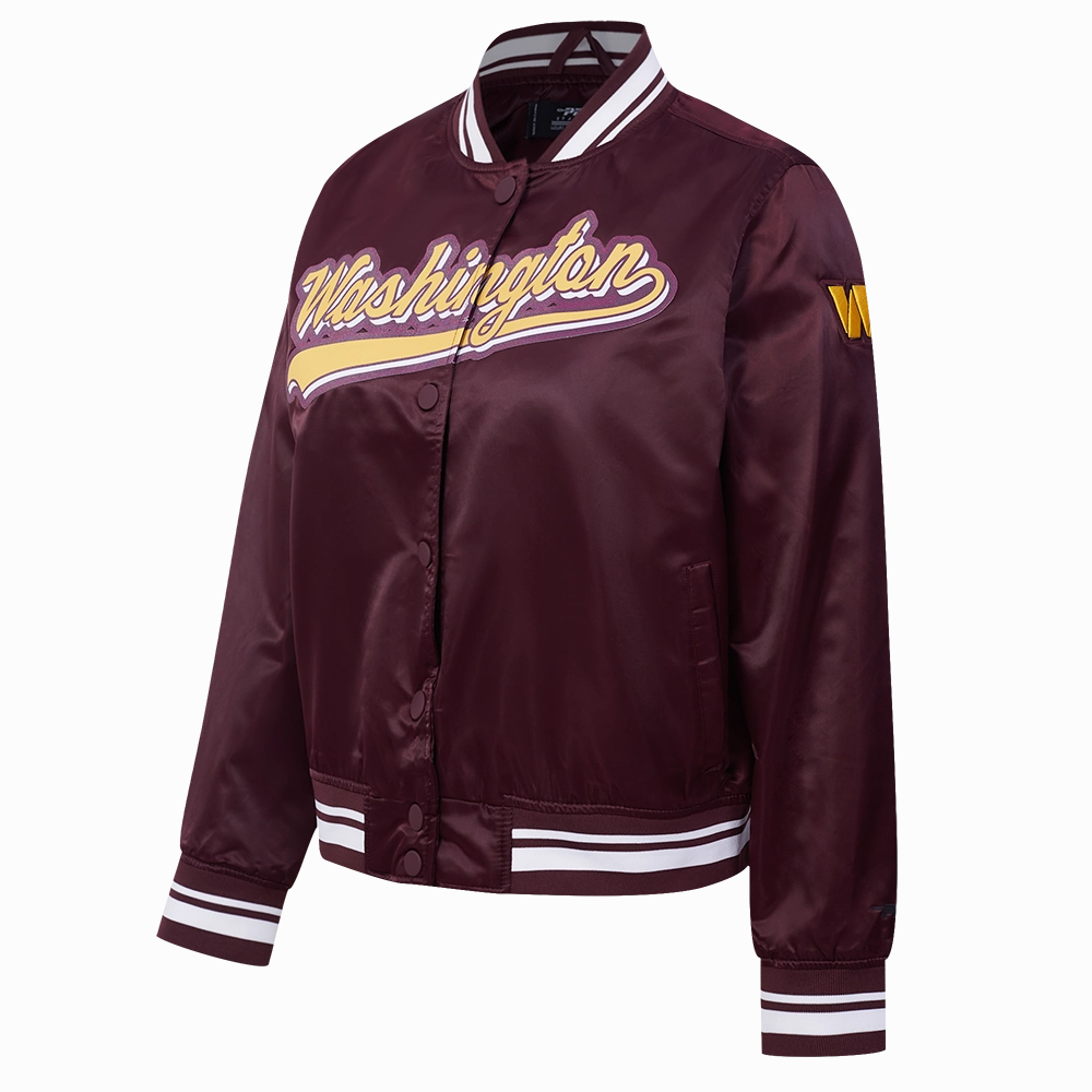 NFL WASHINGTON COMMANDERS SCRIPT TAIL WOMEN'S SATIN JACKET (WINE)