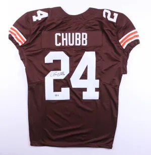 Nick Chubb Signed Cleveland Browns Pro Cut Jersey (Beckett) 2nd Rnd Pick 2018 RB