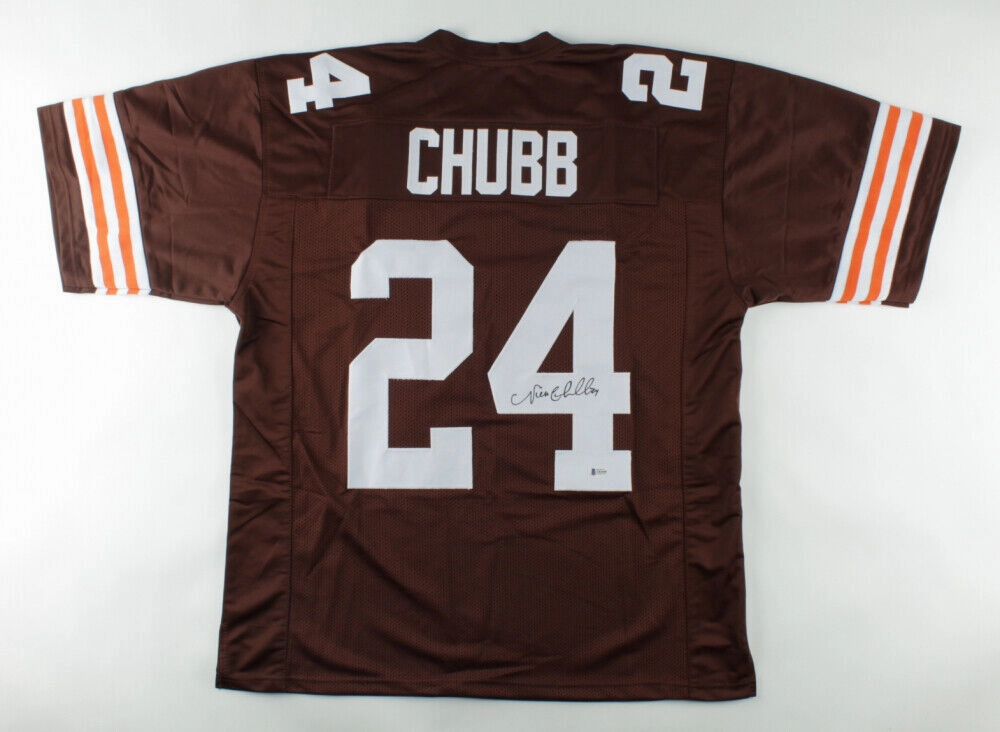 Nick Chubb Signed Browns Jersey (Beckett COA) Cleveland, 2nd Rnd Draft Pick 2018