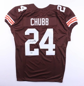 Nick Chubb Signed Cleveland Browns Pro Cut Jersey (Beckett) 2nd Rnd Pick 2018 RB