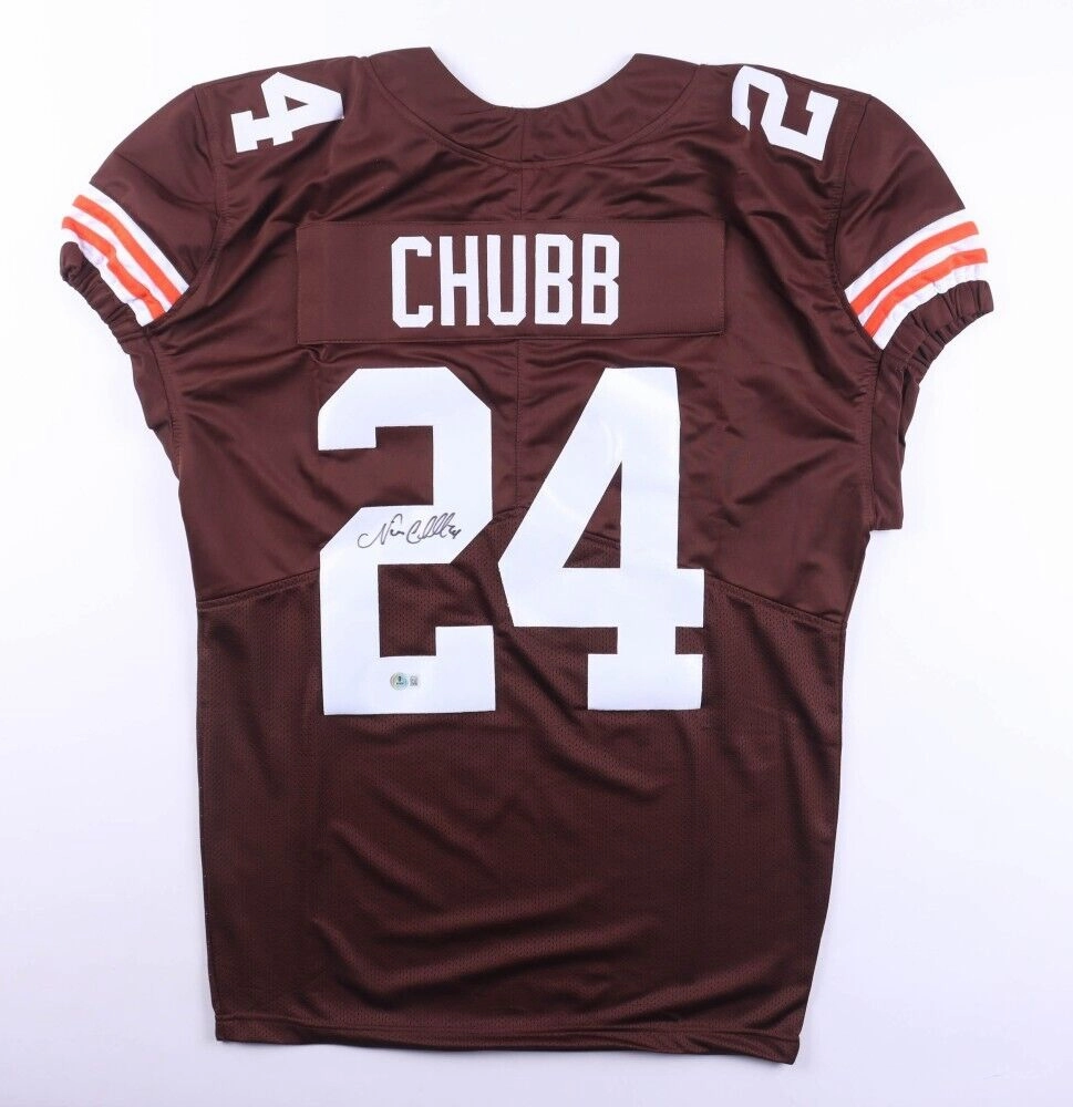 Nick Chubb Signed Cleveland Browns Pro Cut Jersey (Beckett) 2nd Rnd Pick 2018 RB