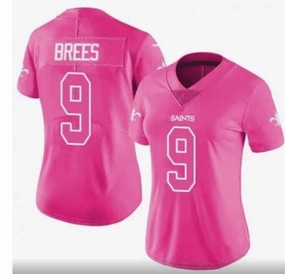 NO.Saint #9 Drew Brees Pink Stitched Limited Rush Fashion Stitched American Football Jerseys