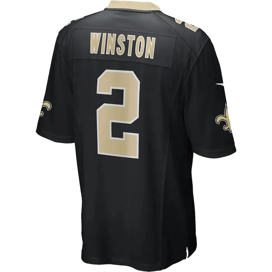 NO.Saints #2 Jameis Winston Black Game Jersey Stitched American Football Jerseys