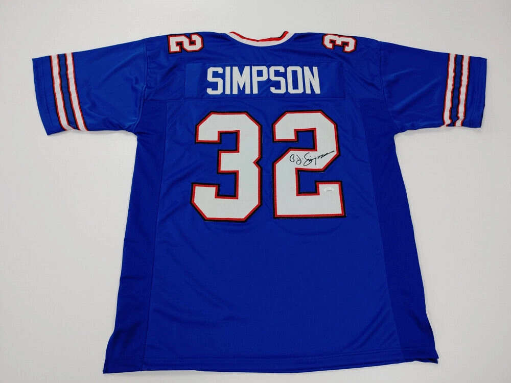 O.J. Simpson Signed Buffalo Bills Blue Throwback Jersey (JSA COA) 5Pro Bowl RB
