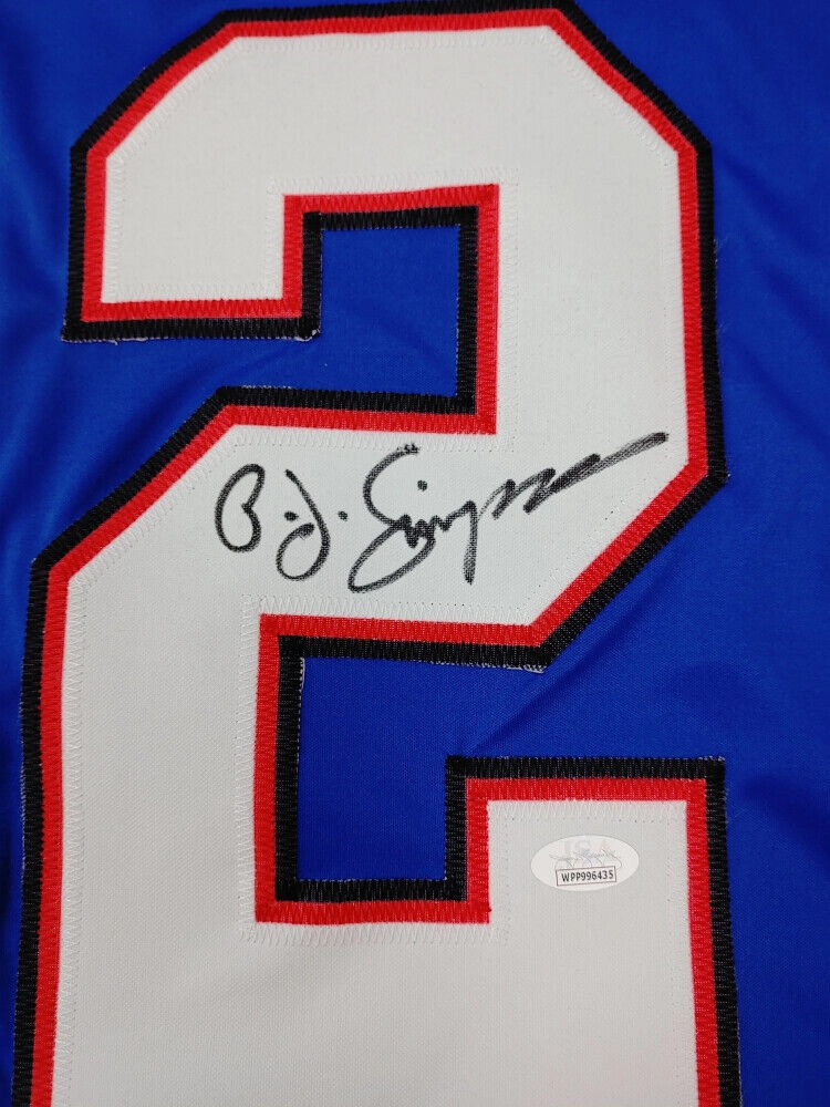 O.J. Simpson Signed Buffalo Bills Blue Throwback Jersey (JSA COA) 5Pro Bowl RB