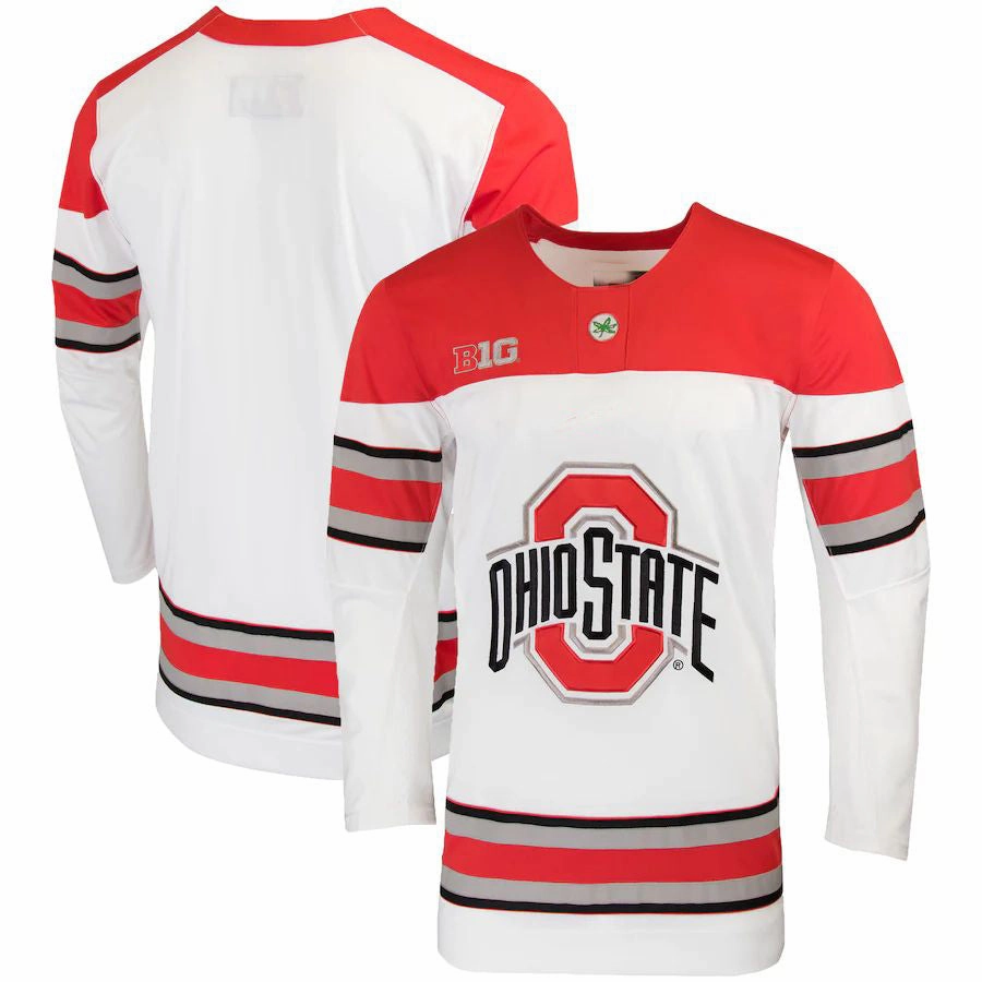 O.State Buckeyes Replica College Hockey Jersey White Stitched American College Jerseys