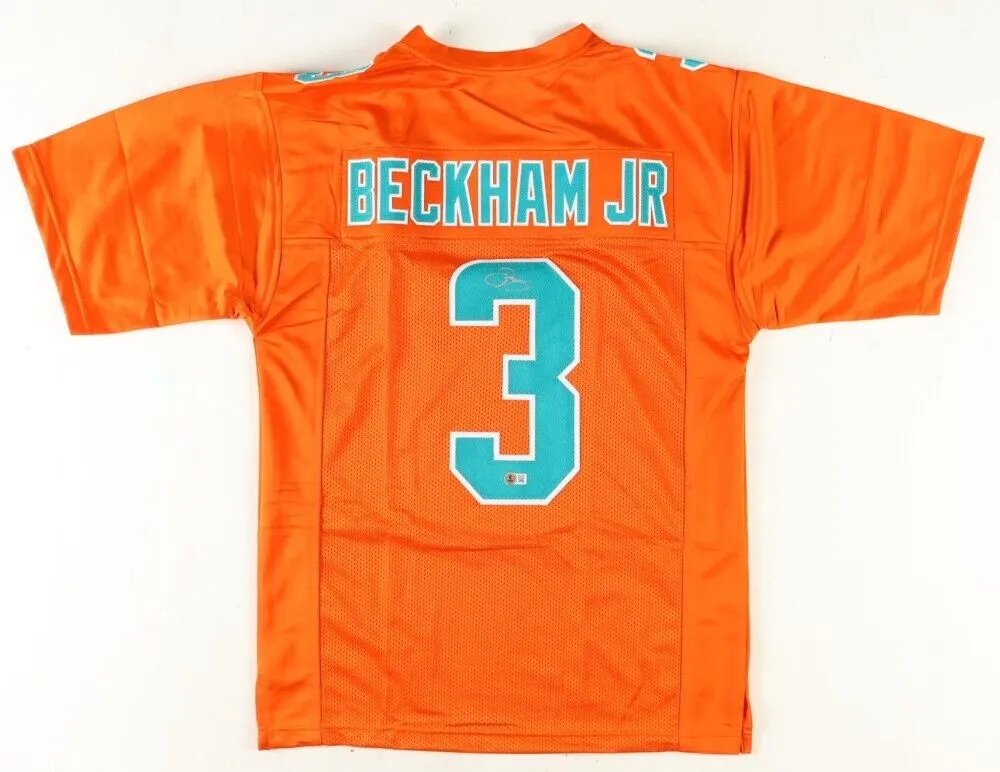 Odell Beckham Jr Signed Miami Dolphins Orange Jersey (Beckett) 3Pro Bowl W.R.