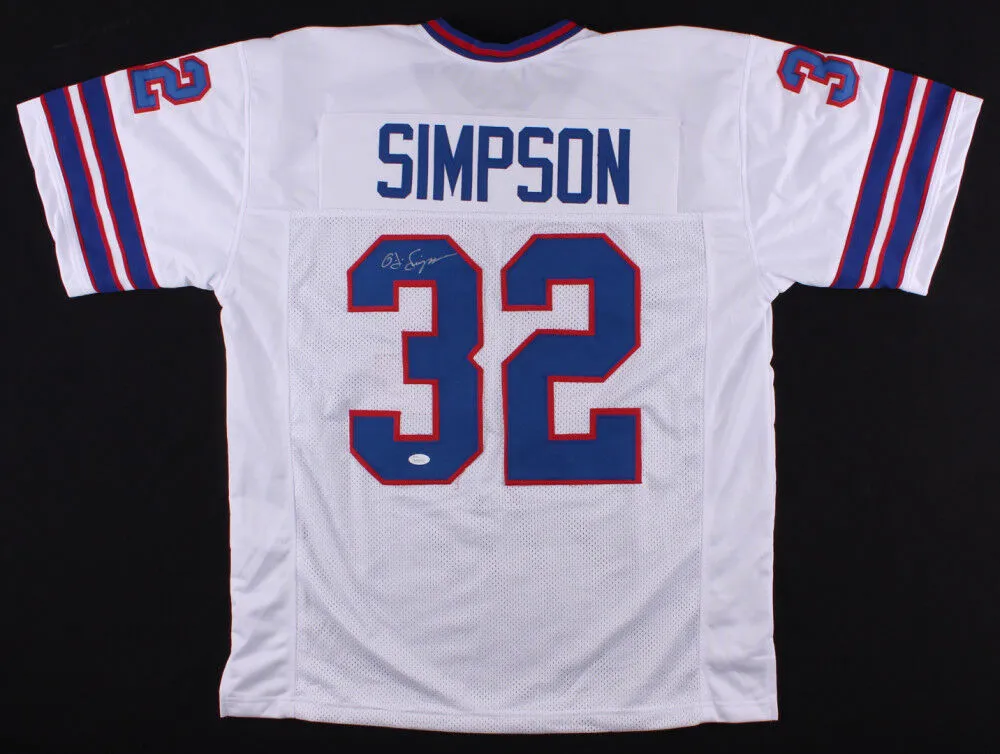O.J. Simpson Signed Buffalo Bills White Jersey (JSA COA) 5Pro Bowl Running Back
