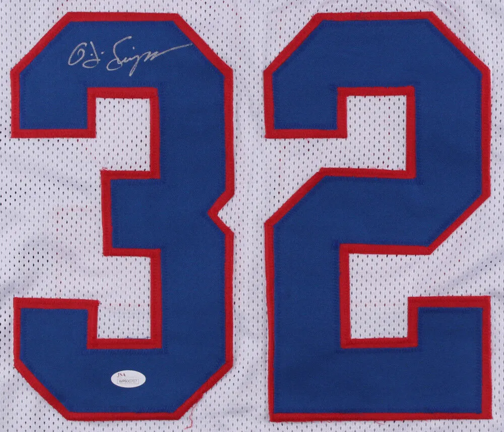 O.J. Simpson Signed Buffalo Bills White Jersey (JSA COA) 5Pro Bowl Running Back
