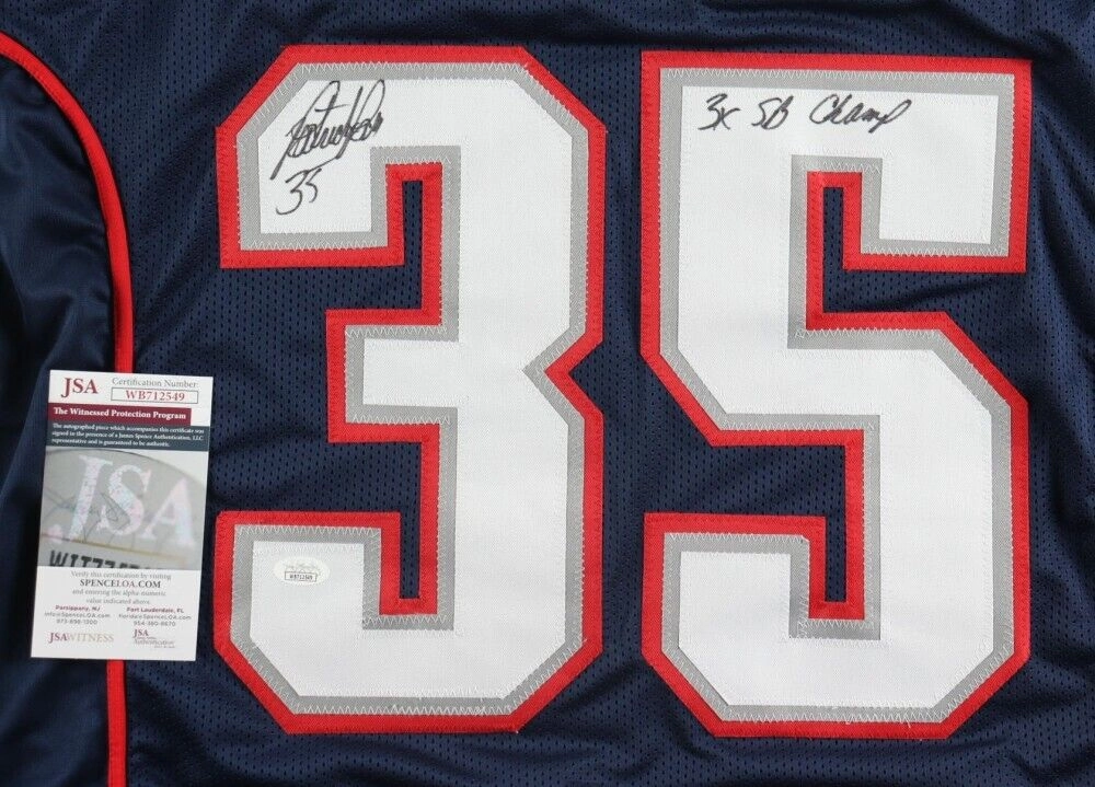 Patrick Pass Signed New England Patriots Jersey "3x SB Champ" (JSA COA) Fullback