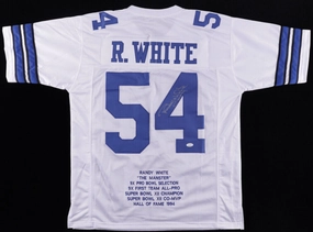 Randy White Signed Dallas Cowboy Career Stat Jersey Inscribed "HOF 94" (JSA COA)
