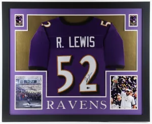 Ray Lewis Signed Baltimore Ravens 35"x 43" Framed Jersey (Beckett) ALL Pro L.B.