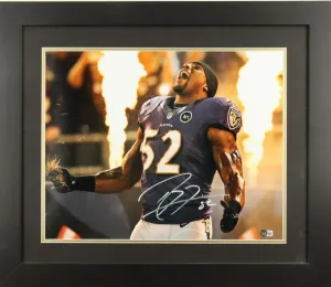 Ray Lewis Signed Baltimore Ravens Custom 22"x 27" Framed /Matted Photo (Beckett)