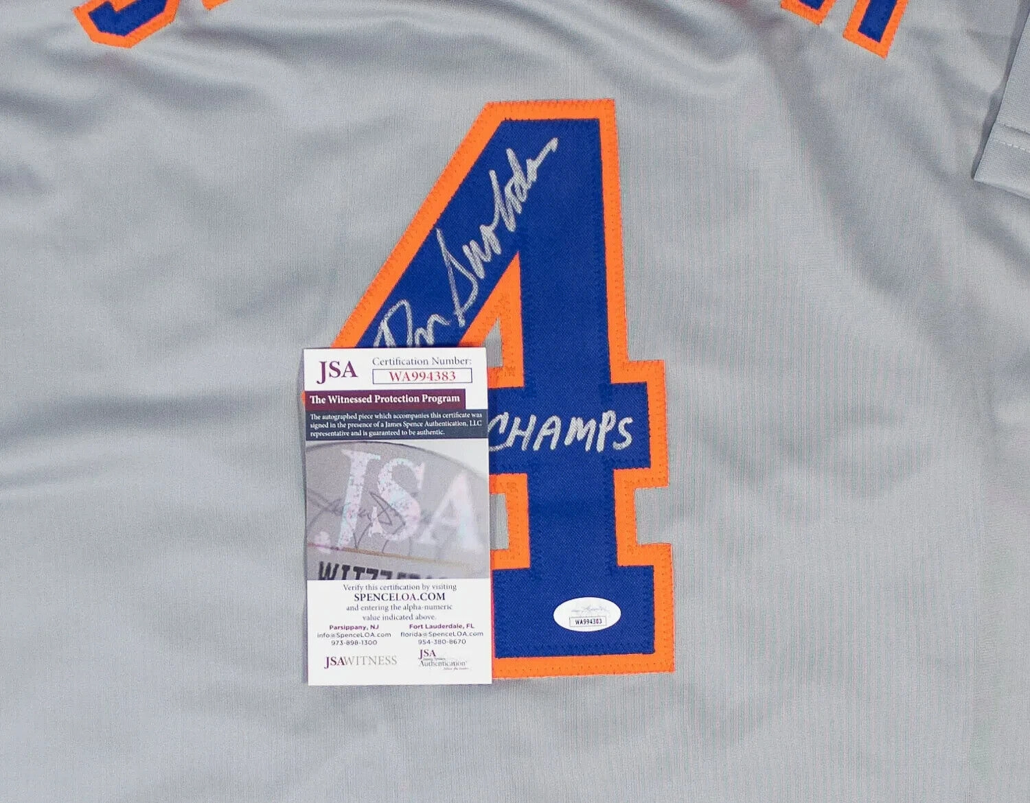 Ron Swoboda ??69 Champs?? Signed New York Mets Jersey (JSA COA) 1969 WS The Catch
