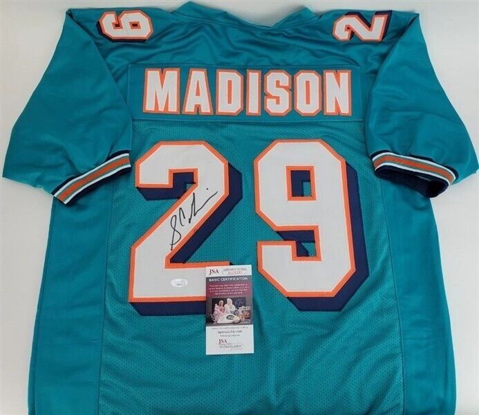 Sam Madison Signed Dolphins Jersey (JSA COA) Miami All Pro D.B. (19972005)