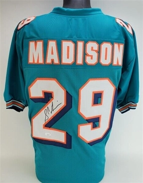 Sam Madison Signed Dolphins Jersey (JSA COA) Miami All Pro D.B. (19972005)